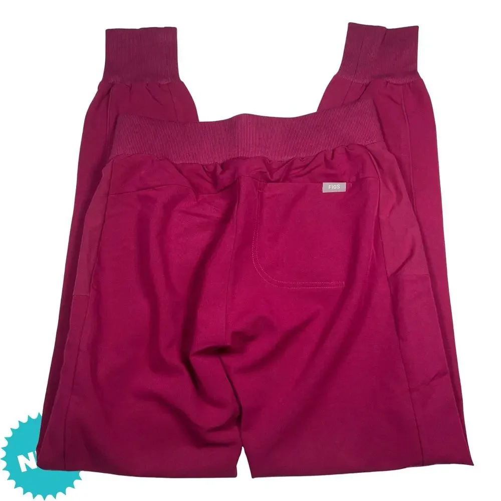 Figs Scrub Pants Women's XXS Tall Boston Slim Jogger NWT Medical Dark Pink